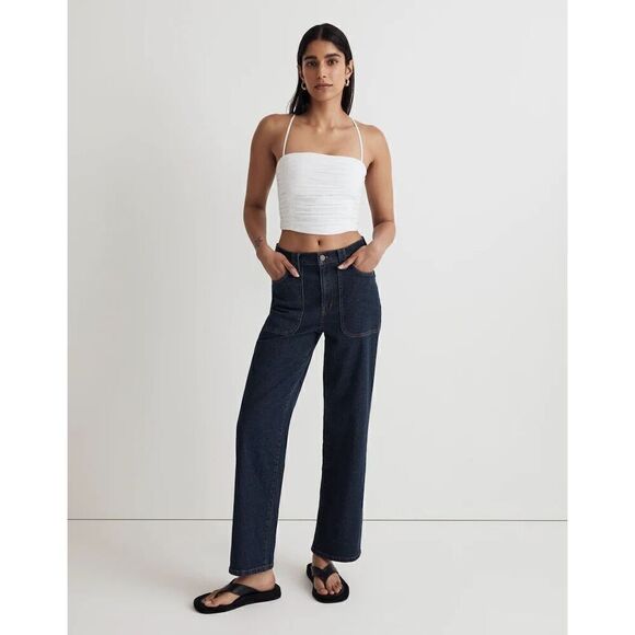 Madewell White Poplin Crop Tube Top - Picture 1 of 10